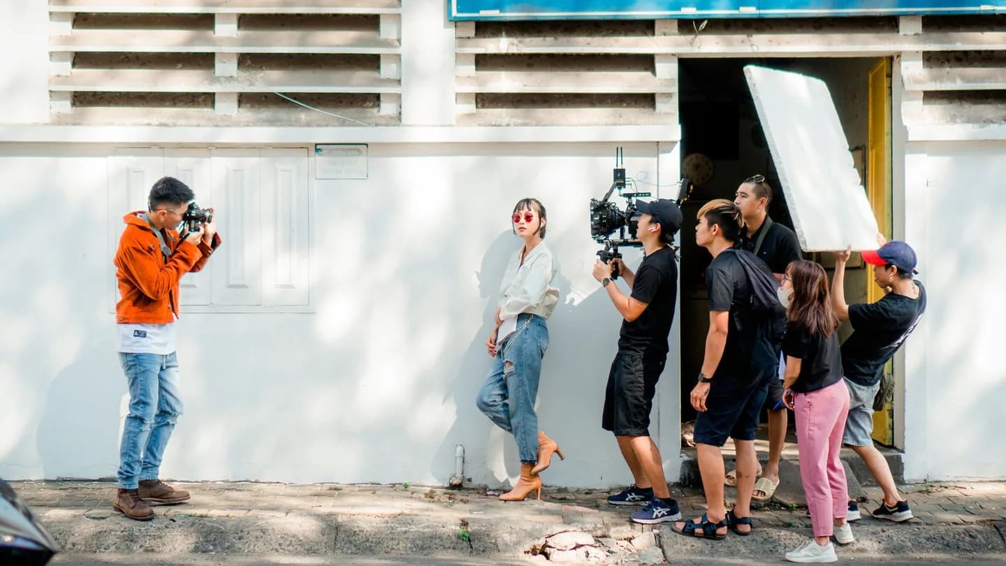 Customer testimonial video production scene