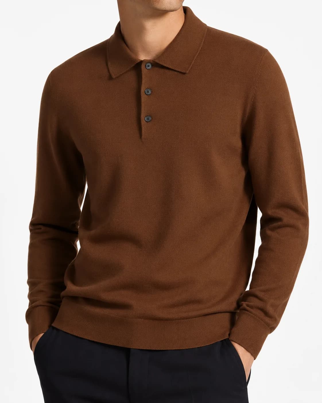 Cocoa Fine-Knit Polo — image 3