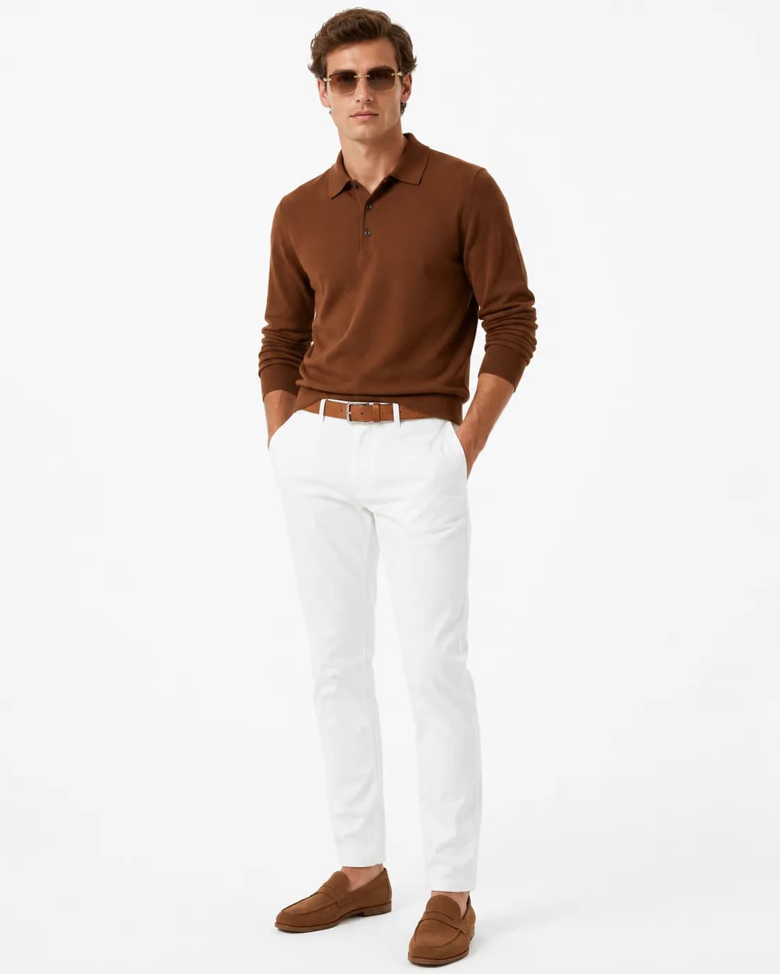 Cocoa Fine-Knit Polo — image 2