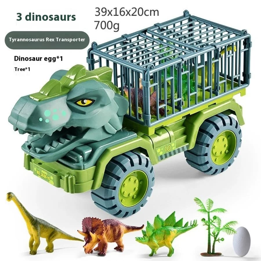 Set de dinosaurios y vehículos de obra