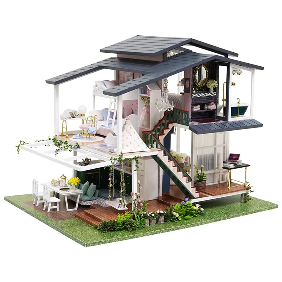 Maqueta de habitación con jardín
