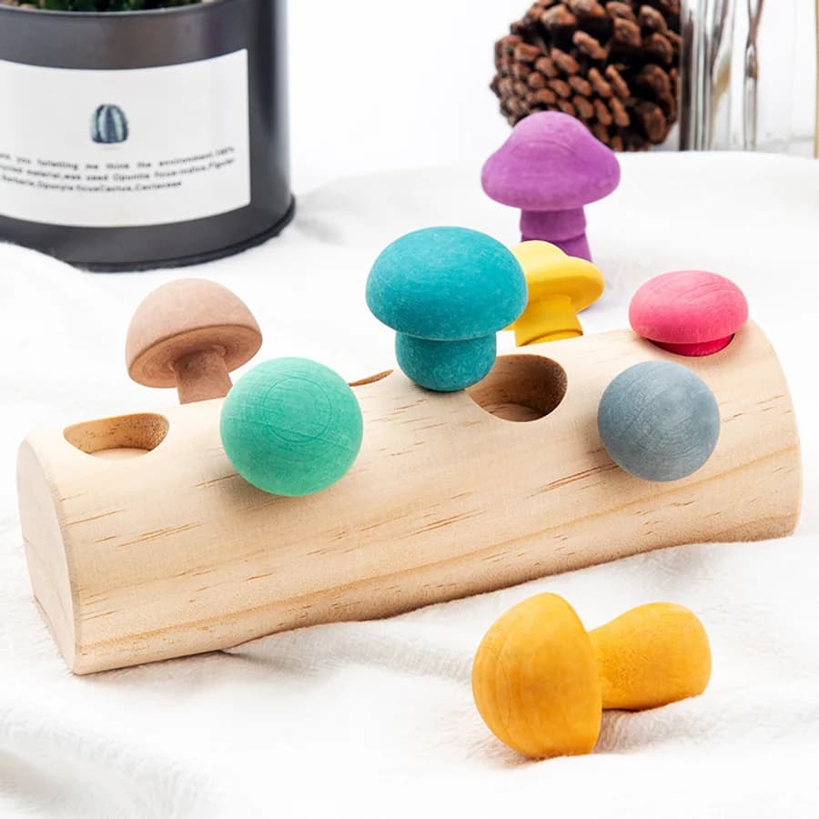 Juego de madera para recoger setas