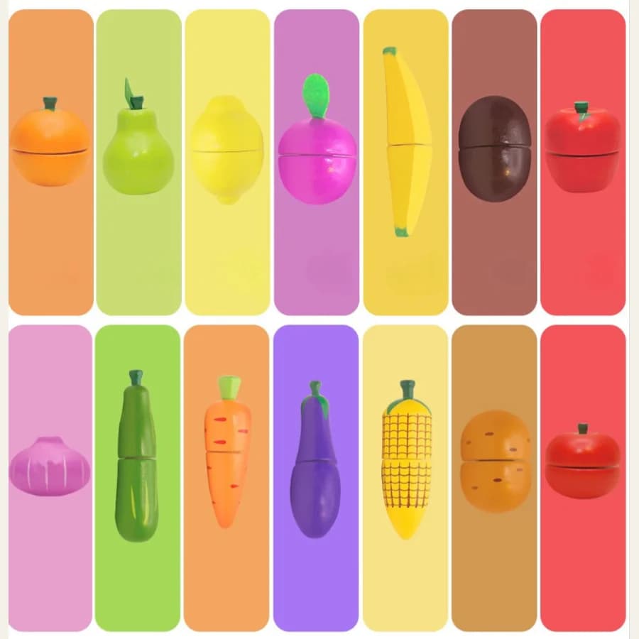 Set de verduras de madera