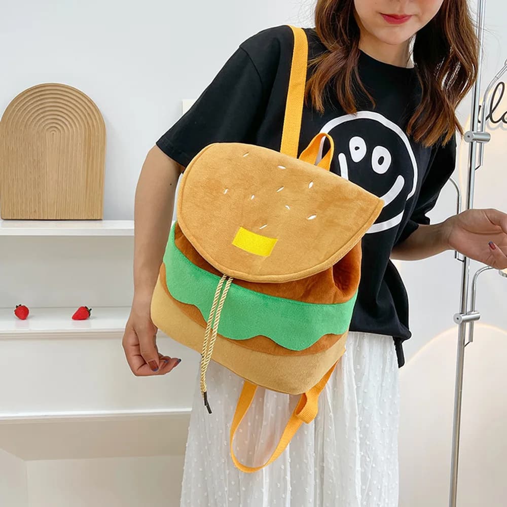 Mini mochila de peluche hamburguesa