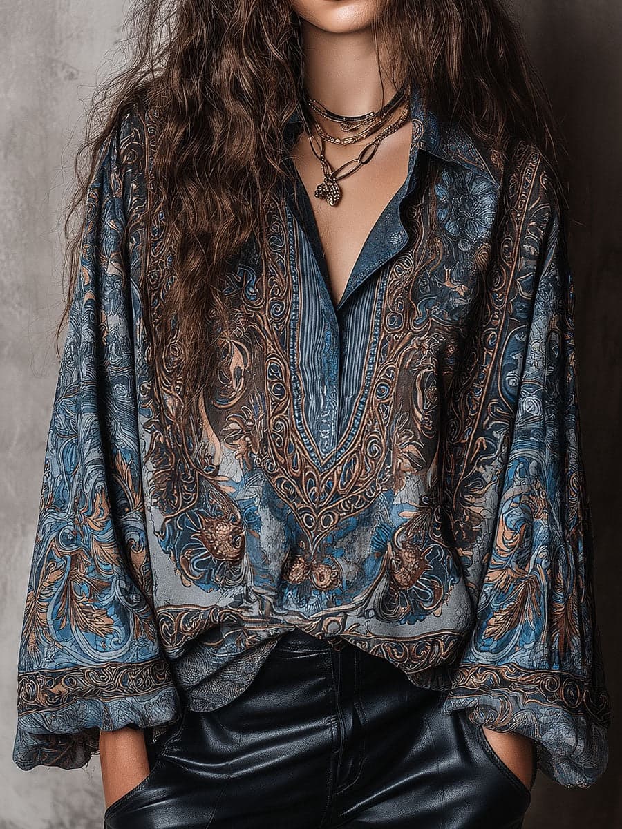 Printed Patchwork Long-sleeved Fashionable Casual Women's Clothing