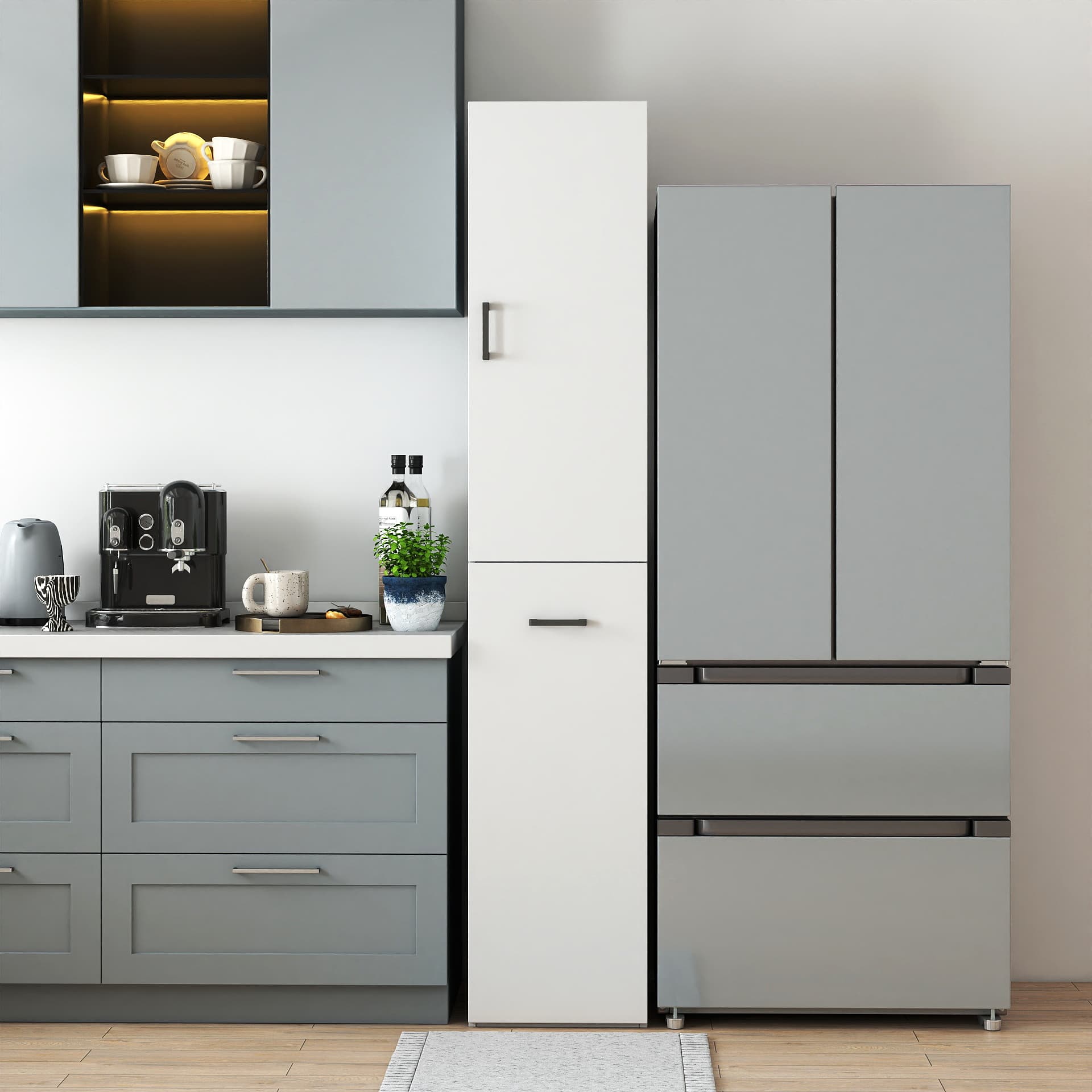 Kitchen Pantry,Tall Cabinet,Freestanding Cabinet With 1 Door And 3 Tier Multi-functional Pull-out Multi-tier Storage Shelf For Kitchen, Dining Room, Living Room