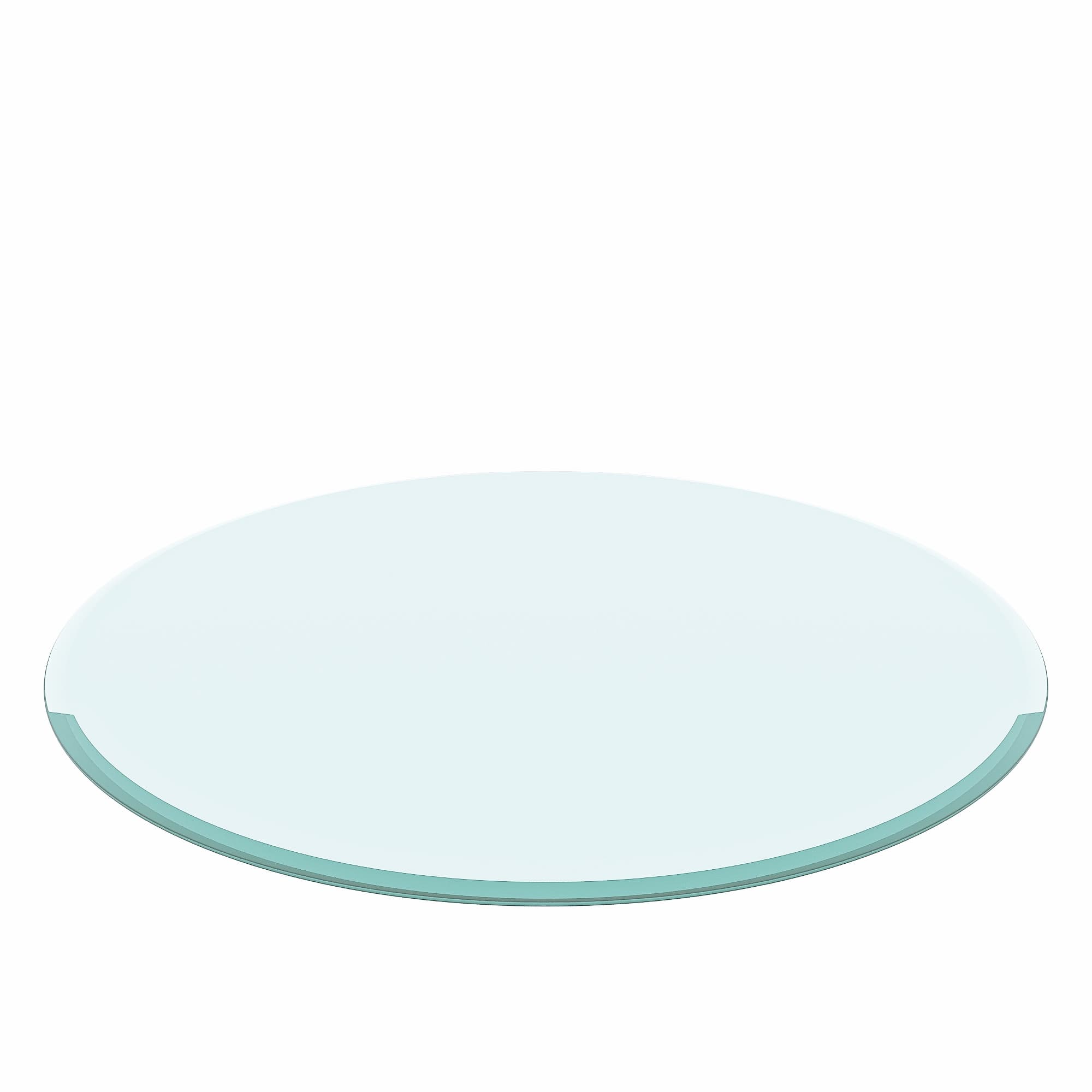 36 Inch Round Tempered Glass Table Top Clear Glass 2-5 Inch Thick Beveled Polished Edge
