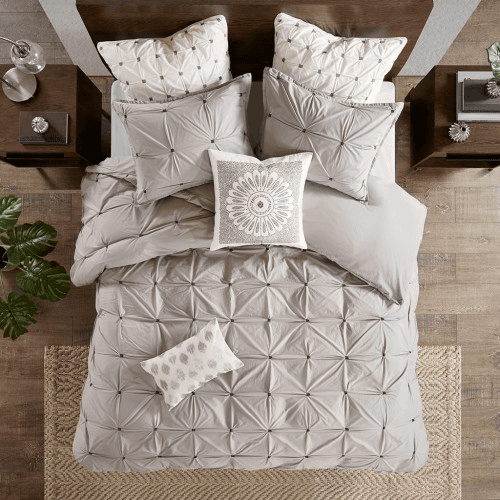 Cotton Embroidered Decorative Square Pillow Grey 20x20