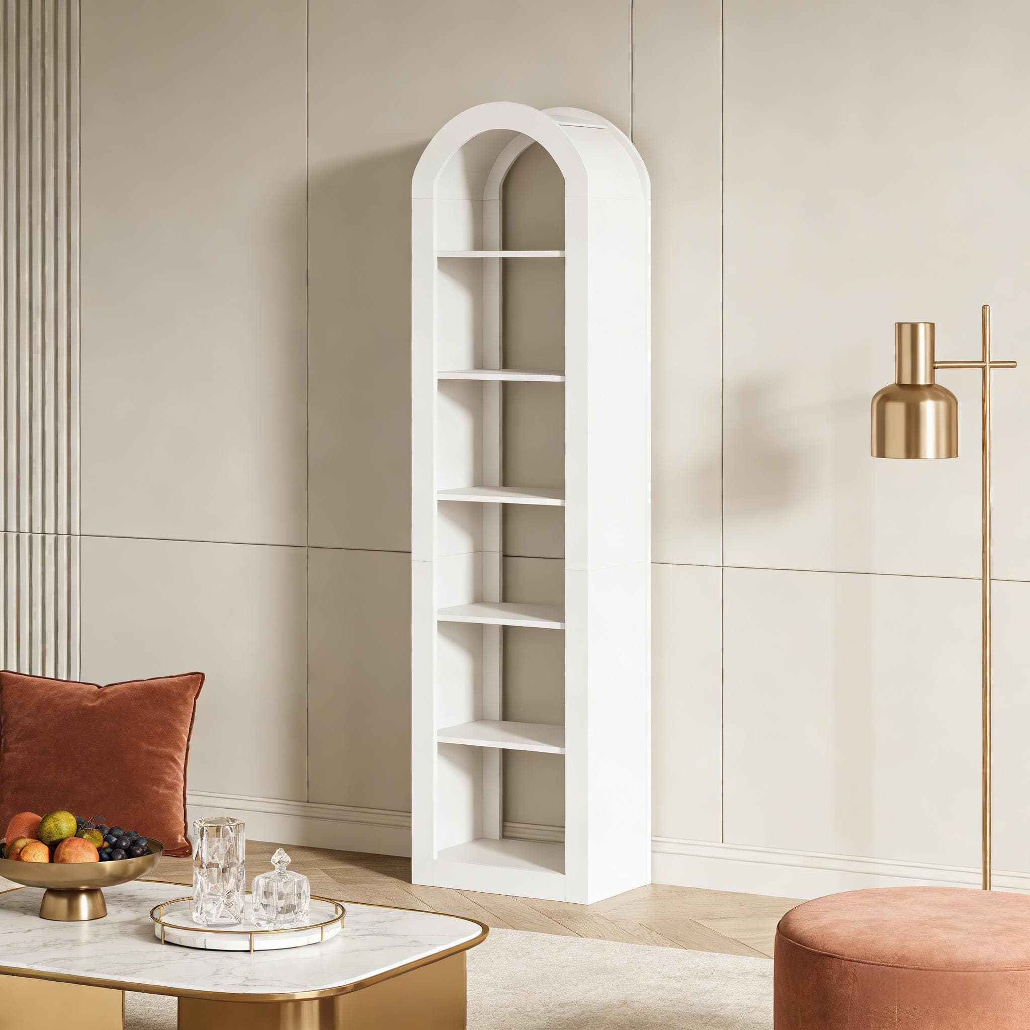 Open Display Shelf,Arched Bookshelf,Bookcase