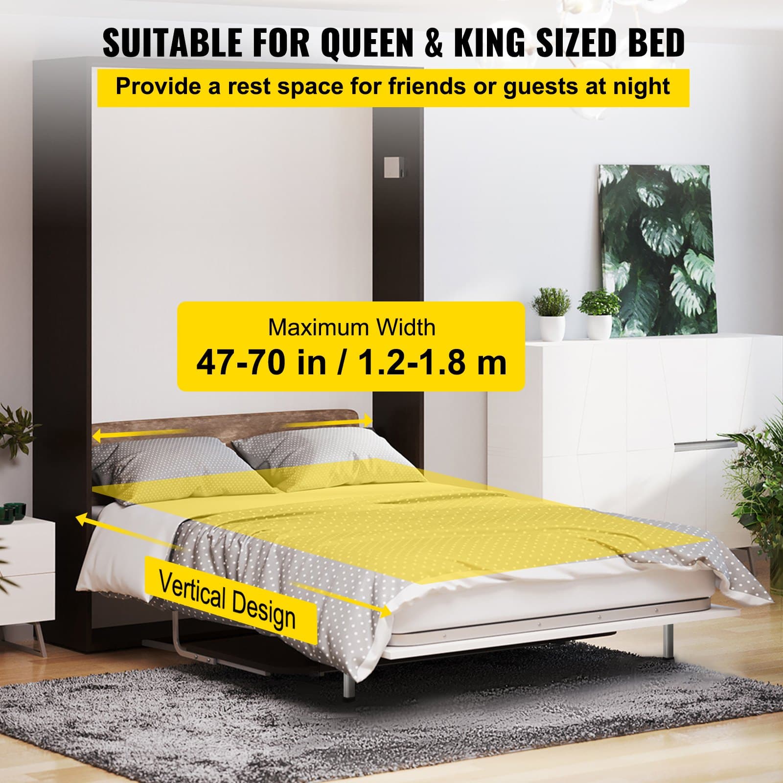 Murphy Mounting Wall Springs Mechanism Heavy Duty Support Hardware DIY Kit For King Queen Bed