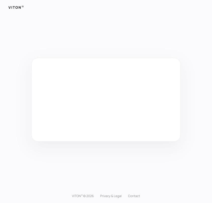 VITON13 account setup welcome screen with the Start secure setup button
