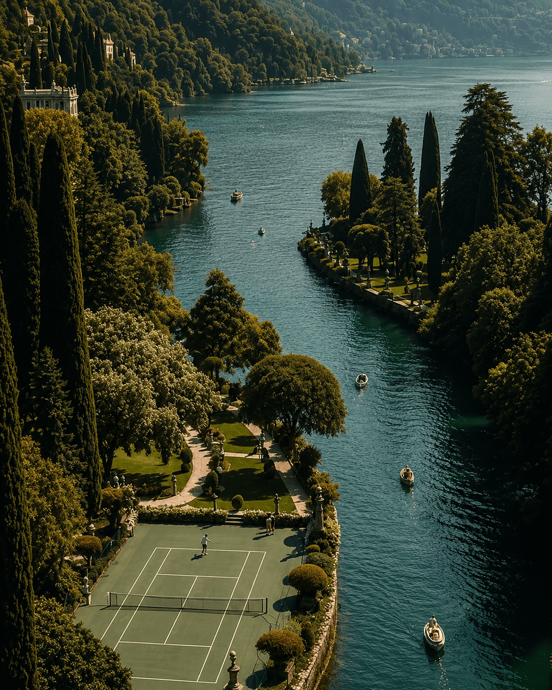 Lake Como villas, gardens and a private tennis court