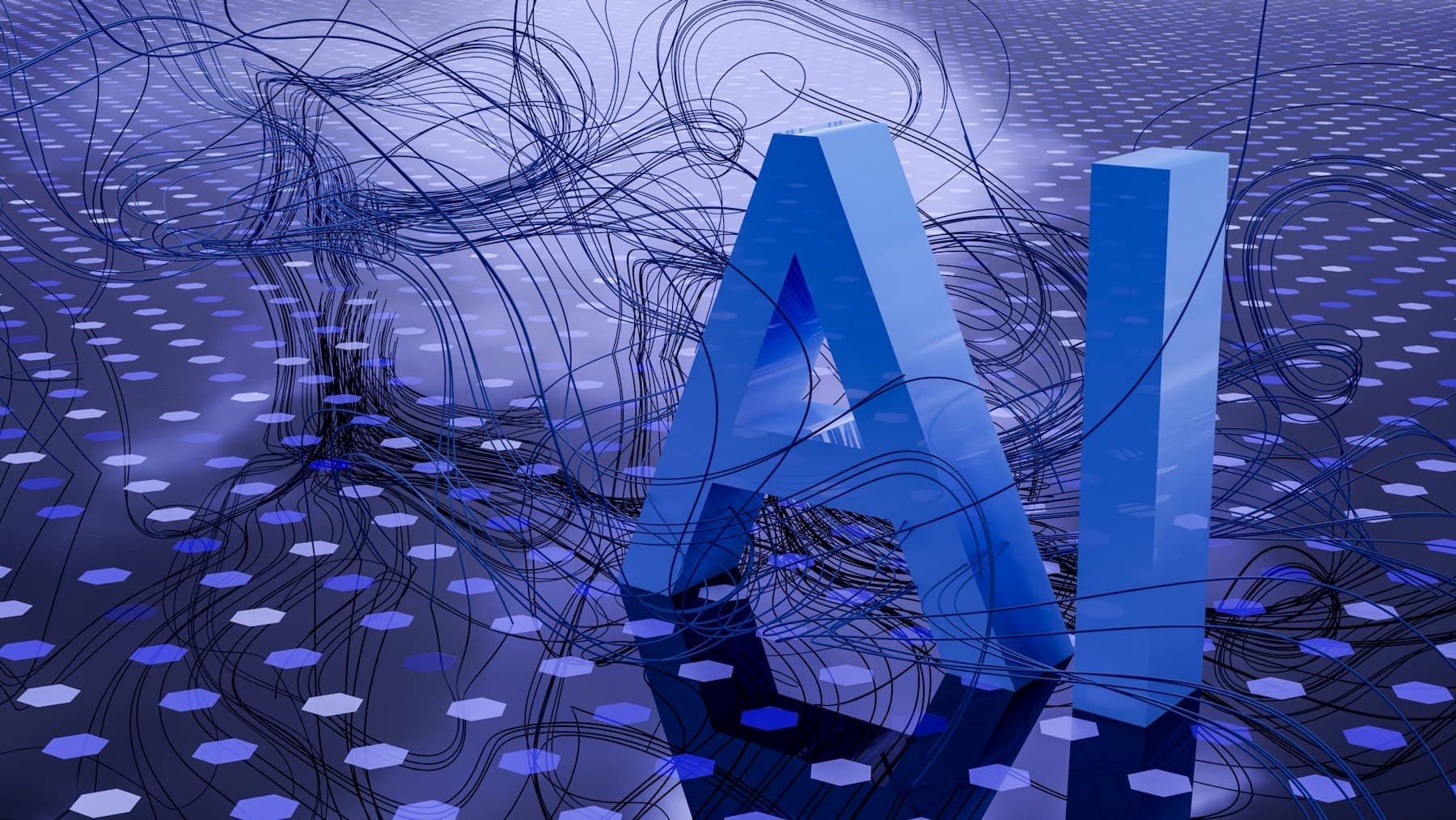 Abstract blue rendering of the letters A and I