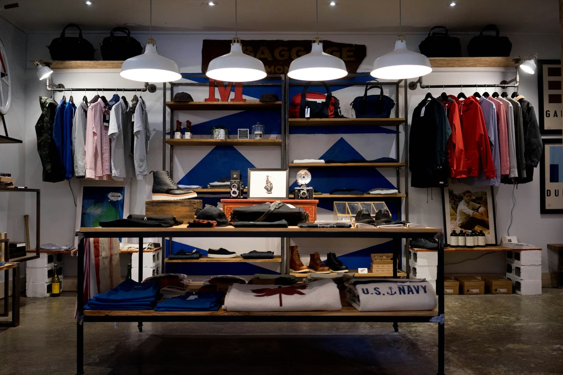 Clothing rails and shelves inside a retail store