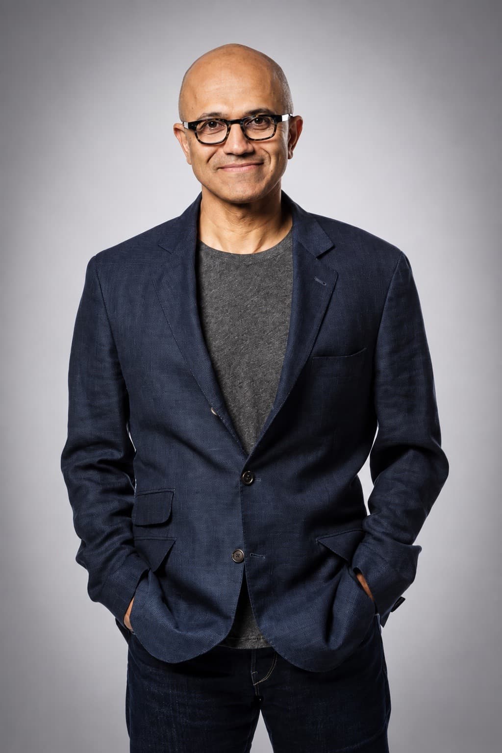 Ilustración editorial de VJOURNAL que representa a Satya Nadella