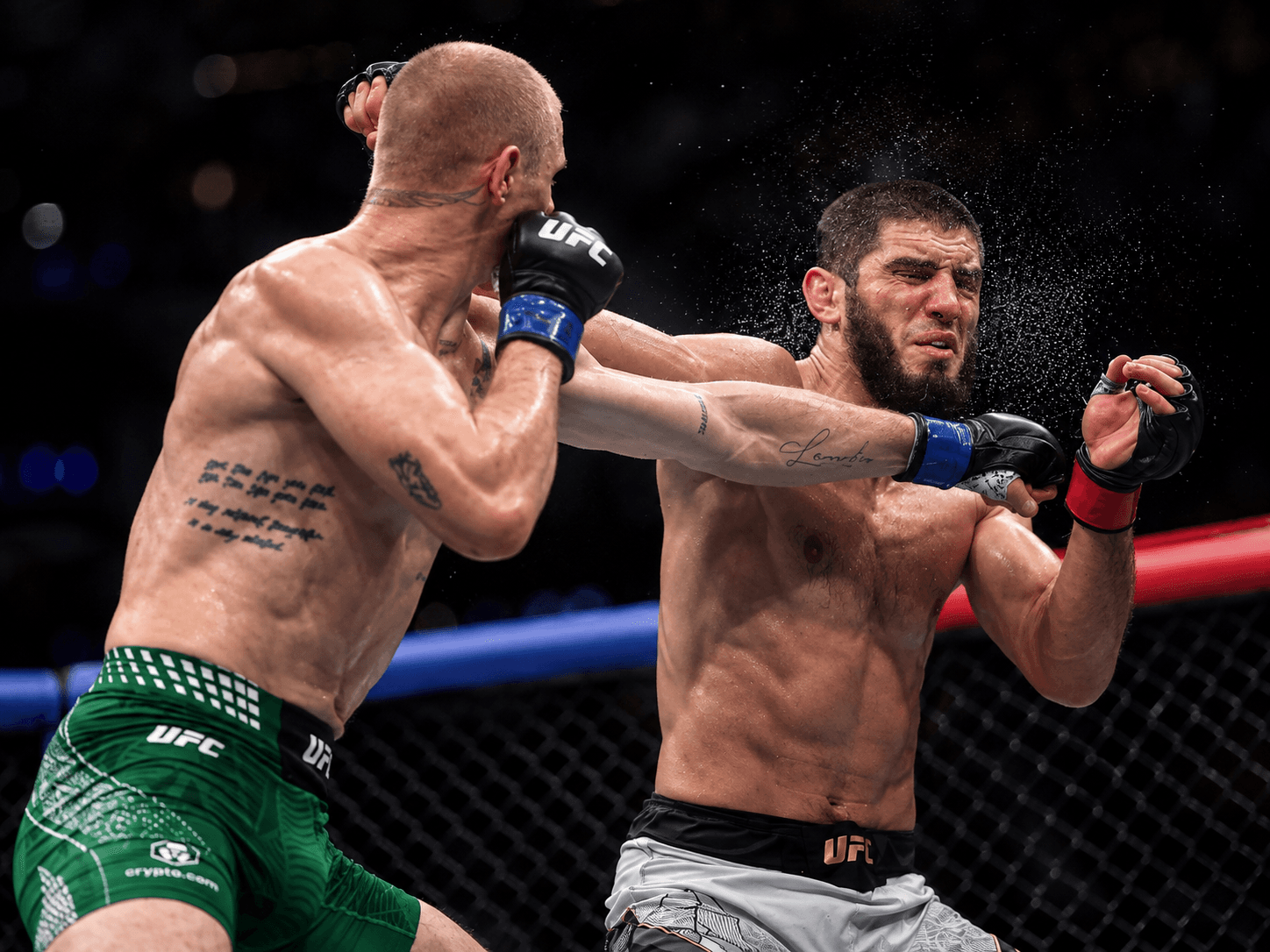 Islam Makhachev and Ian Machado Garry at UFC 330
