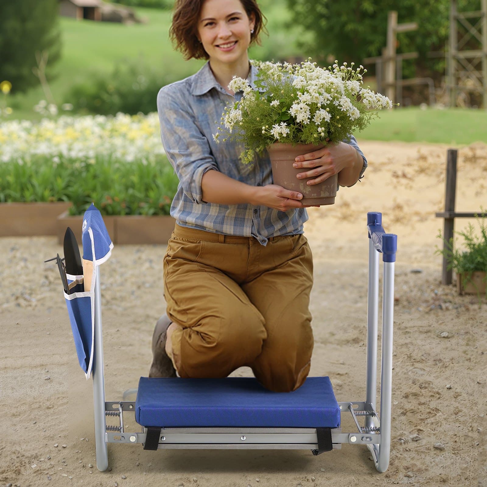 Garden Kneeler EVA Pad 2 In 1 Folding Garden Kneeling Stool Heavy Duty