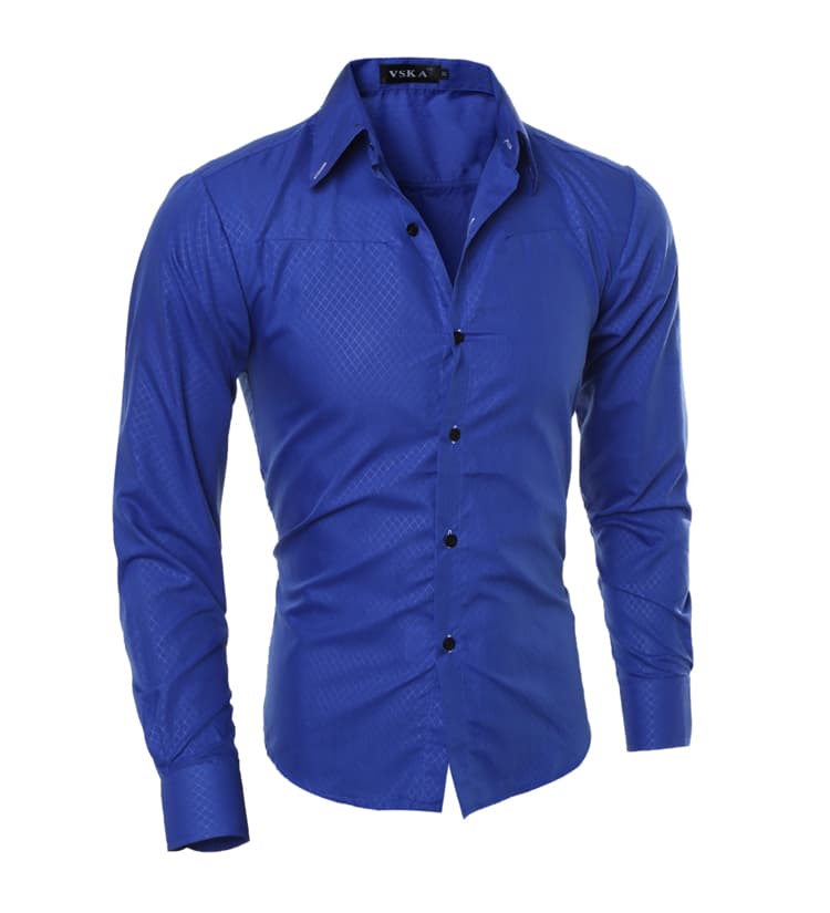 Fashionable diamond plaid men's long sleeve shirt