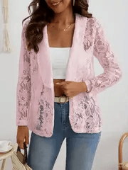 Spring And Summer Small Suit, Fashionable And Versatile Solid Color Lace Shirt Jacket